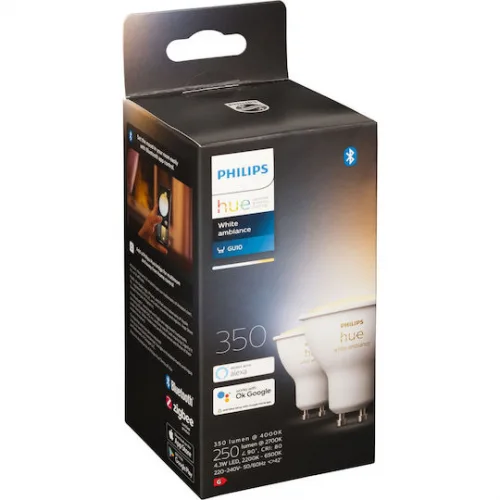Philips Smart Λάμπες LED 4.3W για Ντουί GU10 και Σχήμα MR16 Θερμό Λευκό 350lm 2τμχ