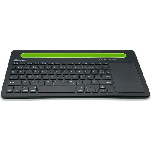 MediaRange Rechargeable Wireless Multi Device Bluetooth Keyboard with 78 keys, touchpad & Tablet slot (Black) (MROS131-GR)