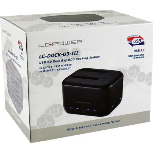 LC-Power Docking Station για 2 Σκληρούς Δίσκους SATA 2.5" / 3.5" με σύνδεση USB 3.0 (LC-DOCK-U3-III)
