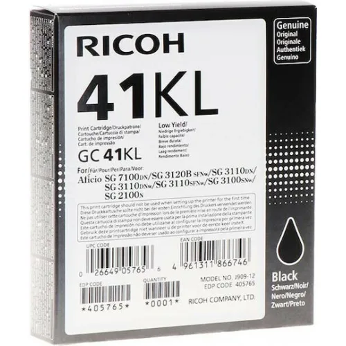 Ricoh GC 41KL Γνήσιο Μελάνι Εκτυπωτή InkJet Μαύρο (405765)