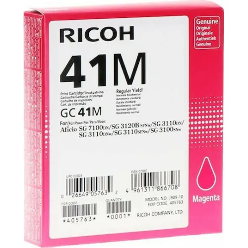 Ricoh GC41M Γνήσιο Μελάνι Εκτυπωτή InkJet Ματζέντα (405763)