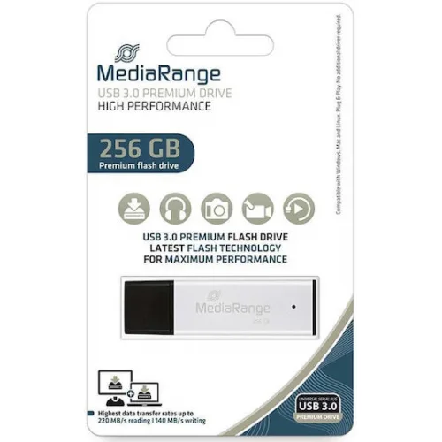 MediaRange 256GB USB 3.0 Stick Ασημί