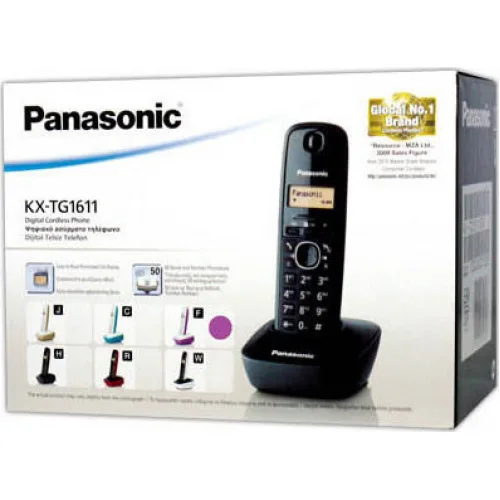 Panasonic KX-TG1611 Ασύρματο Τηλέφωνο με Ελληνικό Μενού Λευκό-Μώβ