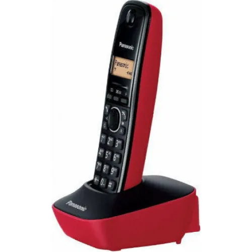 Panasonic KX-TG1611 Ασύρματο Τηλέφωνο με Ελληνικό Μενού Μαύρο-Κόκκινο