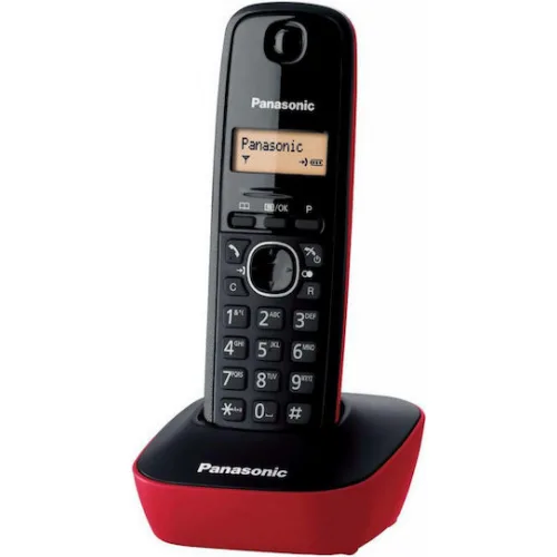 Panasonic KX-TG1611 Ασύρματο Τηλέφωνο με Ελληνικό Μενού Μαύρο-Κόκκινο