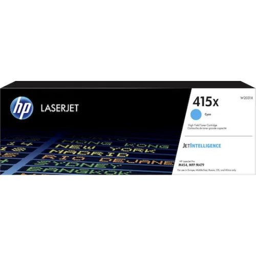 HP 415X Γνήσιο Toner Laser Εκτυπωτή Κυανό High Yield 6000 Σελίδων (W2031X)
