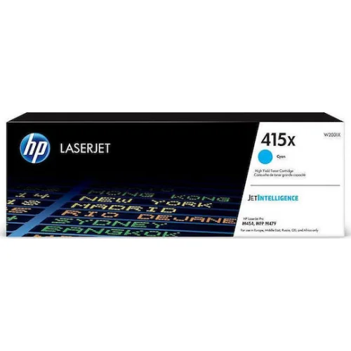 HP 415X Γνήσιο Toner Laser Εκτυπωτή Κυανό High Yield 6000 Σελίδων (W2031X)
