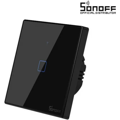 Sonoff Χωνευτός Διακόπτης Τοίχου Αφής Wi-Fi Φωτισμού Μονός με Πλαίσιο Μαύρος