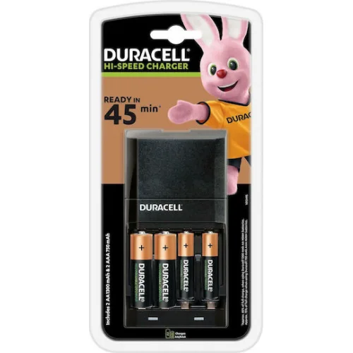 Duracell CEF27 Φορτιστής 4 Μπαταριών Ni-MH Μεγέθους AA/AAA Σετ με 2x AA 1300mAh και 2x AAA 750mAh