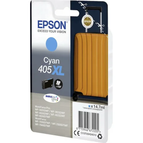 Epson 405XL Γνήσιο Μελάνι Εκτυπωτή InkJet Κυανό (C13T05H24010)