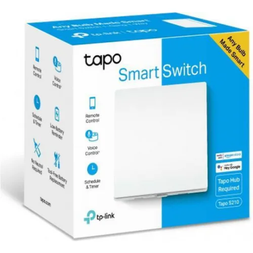 TP-LINK Tapo S210 v1 Χωνευτός Διακόπτης Τοίχου Φωτισμού Μονός χωρίς Πλαίσιο Λευκός