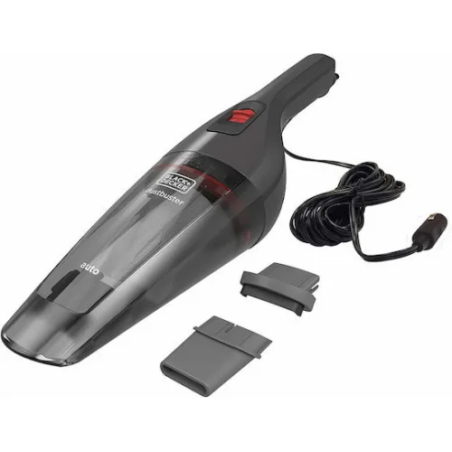 Black & Decker Σκουπάκι Αυτοκινήτου Στερεών με Ισχύ 9W & Καλώδιο Αναπτήρα 12V Grey, Red