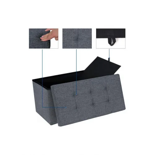 Σκαμπό Ταμπουρέ με Αποθηκευτικό Χώρο Επενδυμένο με Ύφασμα Γκρι 76x38x38εκ.