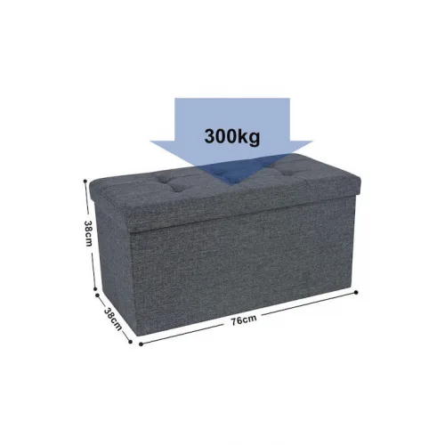 Σκαμπό Ταμπουρέ με Αποθηκευτικό Χώρο Επενδυμένο με Ύφασμα Γκρι 76x38x38εκ.