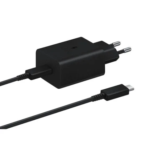 Samsung Φορτιστής με Θύρα USB-C και Καλώδιο USB-C - USB-C 45W Power Delivery Μαύρος (EP-TA4510XBEGEU)
