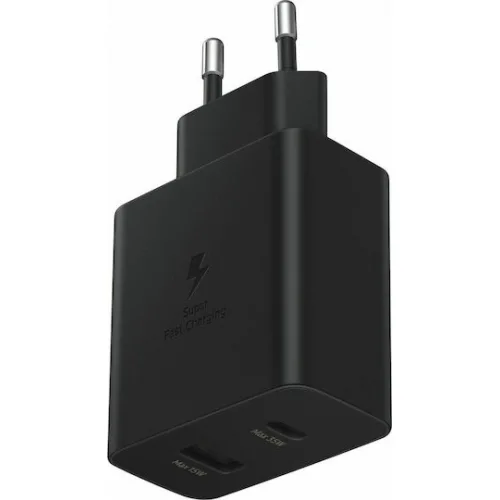 Samsung Φορτιστής Χωρίς Καλώδιο με Θύρα USB-A και Θύρα USB-C 35W Μαύρος (EP-TA220NBEGEU)