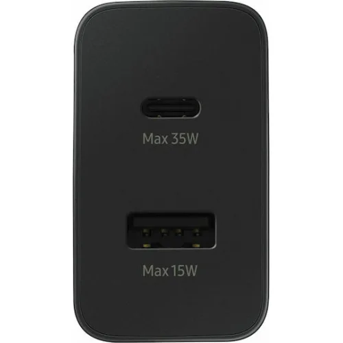 Samsung Φορτιστής Χωρίς Καλώδιο με Θύρα USB-A και Θύρα USB-C 35W Μαύρος (EP-TA220NBEGEU)
