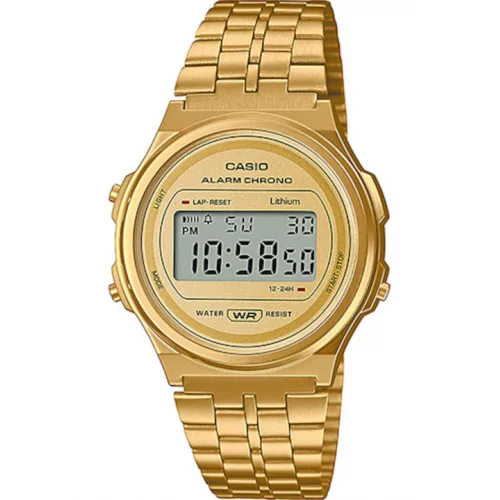 Casio Vintage Round Ψηφιακό Ανδρικό Ρολόι 36mm Μπαταρίας με Χρυσό Μεταλλικό Μπρασελέ