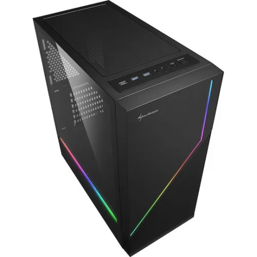 Sharkoon RGB Flow Gaming Midi Tower Κουτί Υπολογιστή με Πλαϊνό Παράθυρο Μαύρο