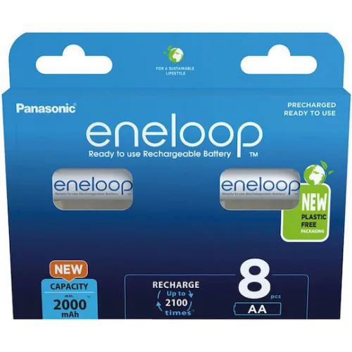 Panasonic Eneloop Επαναφορτιζόμενες Μπαταρίες AA Ni-MH 2000mAh 8τμχ