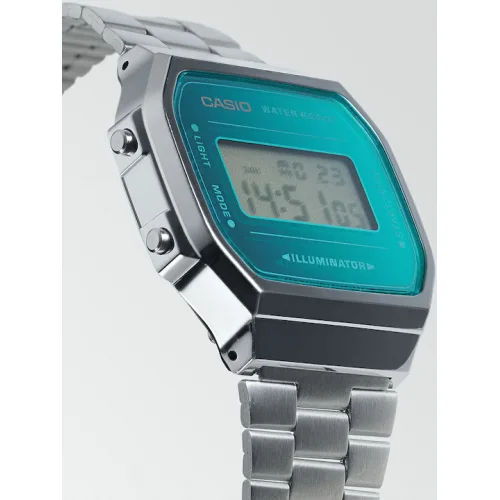Casio Vintage Iconic Ψηφιακό Ανδρικό Ρολόι 36.3mm Μπαταρίας με Ασημί Μεταλλικό Μπρασελέ