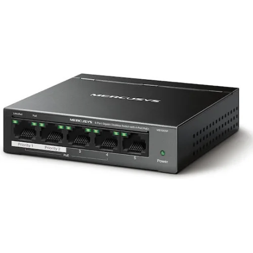 Mercusys MS105GP v1 Unmanaged L2 PoE+ Switch με 5 Θύρες Gigabit (1Gbps) Ethernet