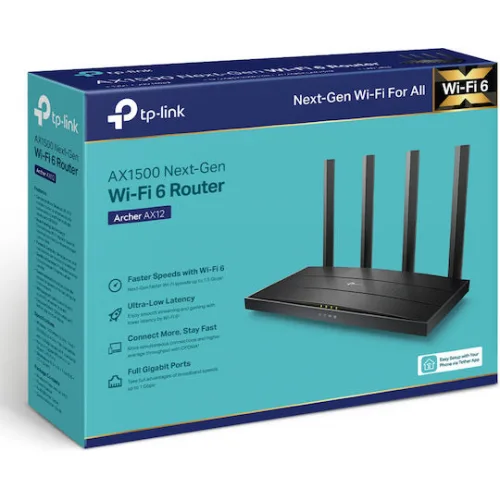 TP-LINK Archer AX12 v1 Ασύρματο Router Wi‑Fi 6 με 4 Θύρες Gigabit Ethernet TP-LINK Archer AX12 v1 Ασύρματο Router Wi‑Fi 6 με 4 Θύρες Gigabit Ethernet