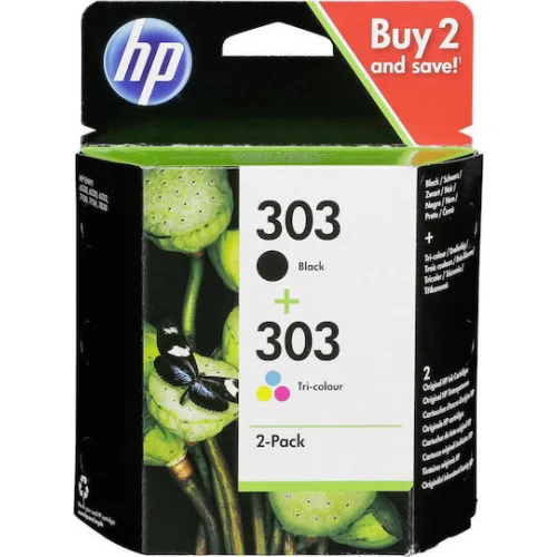 HP 303 Γνήσιο Πακέτο 2 Μελανιών Εκτυπωτή InkJet Πολλαπλό (Color) / Μαύρο (3YM92AE)