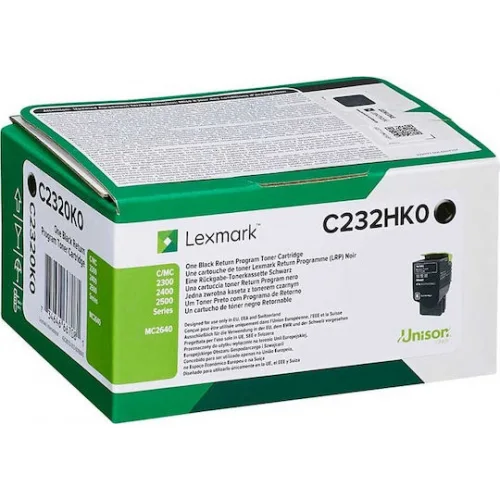 Lexmark C232HK0 Γνήσιο Toner Laser Εκτυπωτή Μαύρο High Yield Return Program 3000 Σελίδων