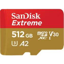 Sandisk Extreme microSDXC 512GB U3 V30 A2 UHS-I με αντάπτορα 190MB/s
