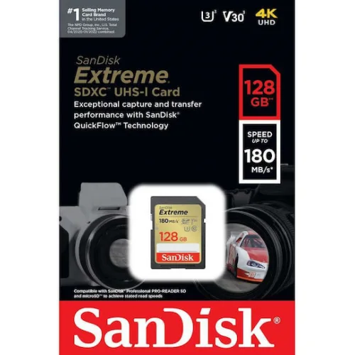 Sandisk Extreme SDXC 256GB Class 10 U3 V30 UHS-I 180MB/s