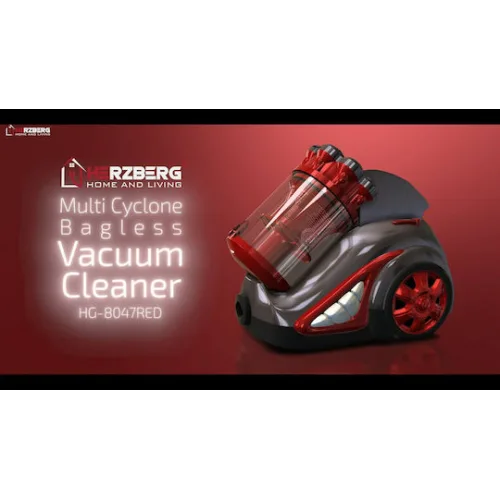Herzberg HG-8047RED Ηλεκτρική Σκούπα 700W με Κάδο 4lt Κόκκινη