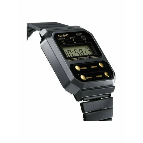 Casio Vintage Edgy Ψηφιακό Ανδρικό Ρολόι 40.7mm Χρονογράφος Μπαταρίας με Μαύρο Μεταλλικό Μπρασελέ