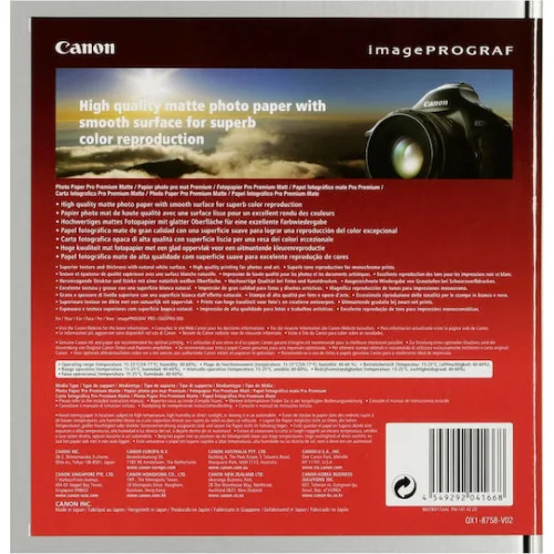 Canon PM-101 Φωτογραφικό Χαρτί Pro Premium Matte A2 210gr/m² για Εκτυπωτές Inkjet 20 Φύλλα