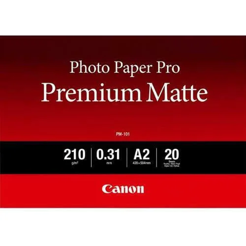 Canon PM-101 Φωτογραφικό Χαρτί Pro Premium Matte A2 210gr/m² για Εκτυπωτές Inkjet 20 Φύλλα