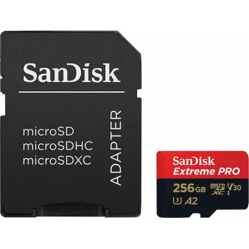 Sandisk Extreme PRO microSDXC 256GB U3 V30 A2 UHS-I με αντάπτορα