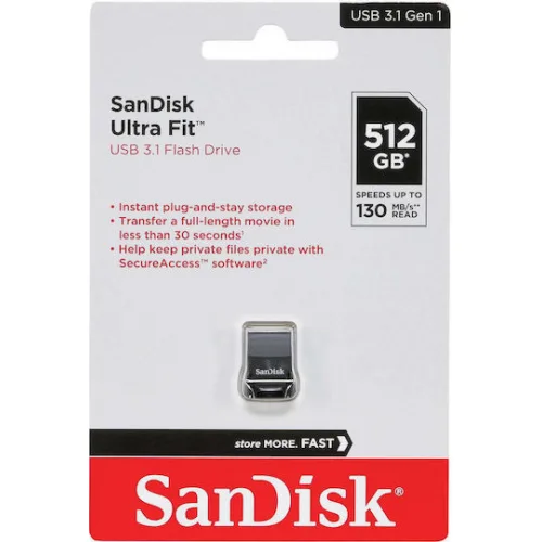 Sandisk Ultra Fit 512GB USB 3.1 Stick Μαύρο