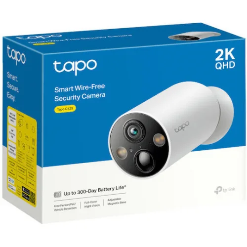 TP-LINK Tapo C425 v1 IP Κάμερα Παρακολούθησης Full HD+ 4MP Αδιάβροχη Μπαταρίας με Αμφίδρομη Επικοινωνία