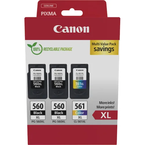 Canon PG-560 XL Γνήσιο Photo Value Pack με 3 Μελάνια Εκτυπωτή InkJet Μαύρο / Πολλαπλό (Color) (3712C012)