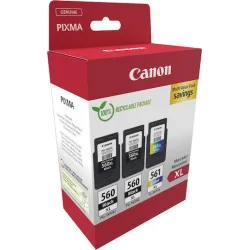Canon 2x PG-560 / 1x CL-561 Γνήσιο Πακέτο 3 Μελανιών Εκτυπωτή InkJet Μαύρο / Πολλαπλό (Color) (3712C009)
