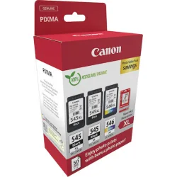 Canon PG-545 XL x2 / CL-546 XL Γνήσιο Photo Value Pack με 3 Μελάνια Εκτυπωτή InkJet Photo Μαύρο / Πολλαπλό (Color) (8286B015)