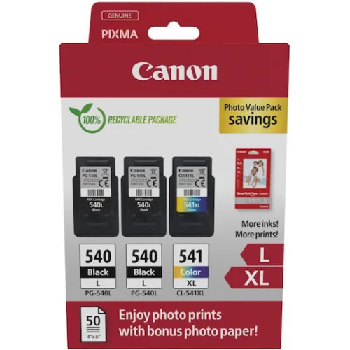 Canon PG-540Lx2/CL-541XL Γνήσιο Photo Value Pack με 3 Μελάνια Εκτυπωτή InkJet Μαύρο / Πολλαπλό (Color) (5224B015)