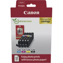 Canon CLI-526 Γνήσιο Photo Value Pack με 4 Μελάνια Εκτυπωτή InkJet Κίτρινο / Κυανό / Ματζέντα / Μαύρο (4540B019)
