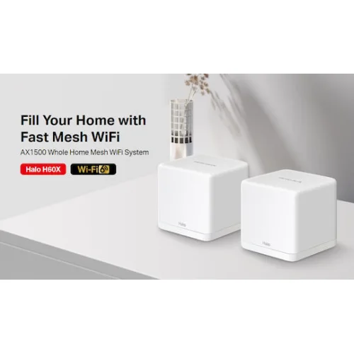 Mercusys Halo H60X WiFi Mesh Network Access Point Wi‑Fi 6 Dual Band (2.4 & 5GHz) σε Διπλό Kit Λευκό