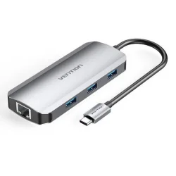 Vention TOHHB USB-C Docking Station με HDMI 4K PD Ethernet και συνδεση 2 Οθονών Γκρι