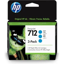 HP 712 Γνήσιο Πακέτο 3 Μελανιών Εκτυπωτή InkJet Κυανό (3ED77A)