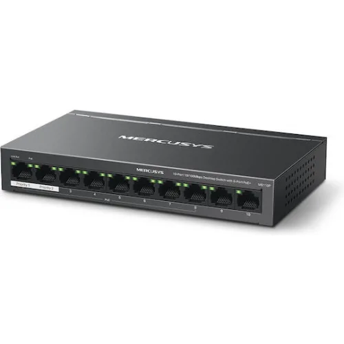Mercusys MS110P Unmanaged L2 PoE+ Switch με 10 Θύρες Ethernet
