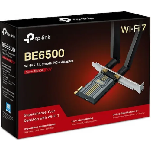 TP-LINK Archer TBE400E v1 Ασύρματη Κάρτα Δικτύου Wi‑Fi 7 (6500Mbps) PCI-e
