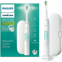 Philips Sonicare ProtectiveClean 5100 Ηλεκτρική Οδοντόβουρτσα με Χρονομετρητή, Αισθητήρα Πίεσης και Θήκη Ταξιδίου Λευκό & Μέντα