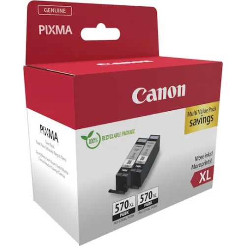 Canon PGI-570XL Γνήσιο Πακέτο 2 Μελανιών Εκτυπωτή InkJet Μαύρο (0318C010)